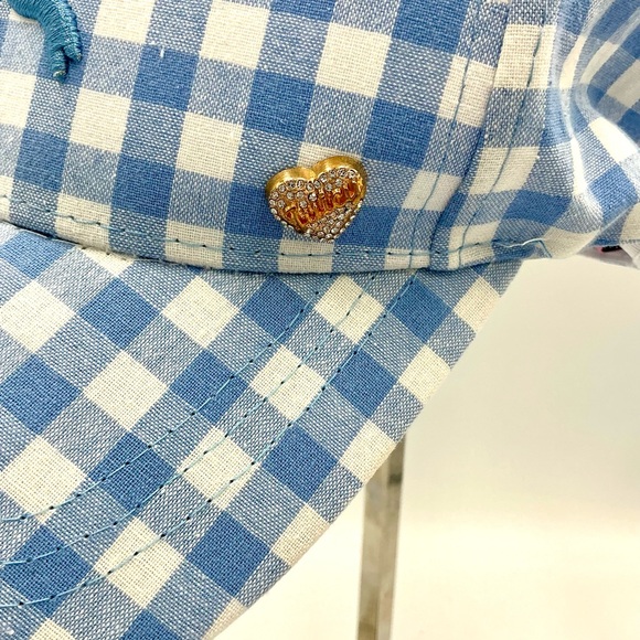 Juicy Couture Gingham Checked Crystal Bow Charm Baseball Hat #782 - Picture 3 of 4